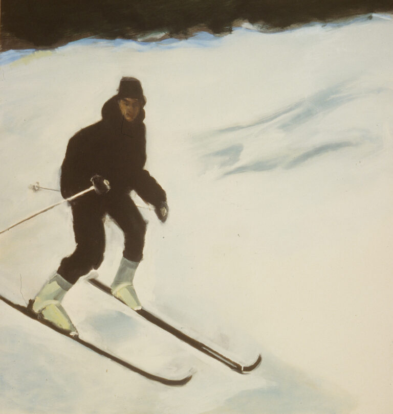 Claudia Liedkte,1997, Großer Zakopane Skifahrer (Micha), 130 x 120 cm, Öl auf Nessel, Berlin