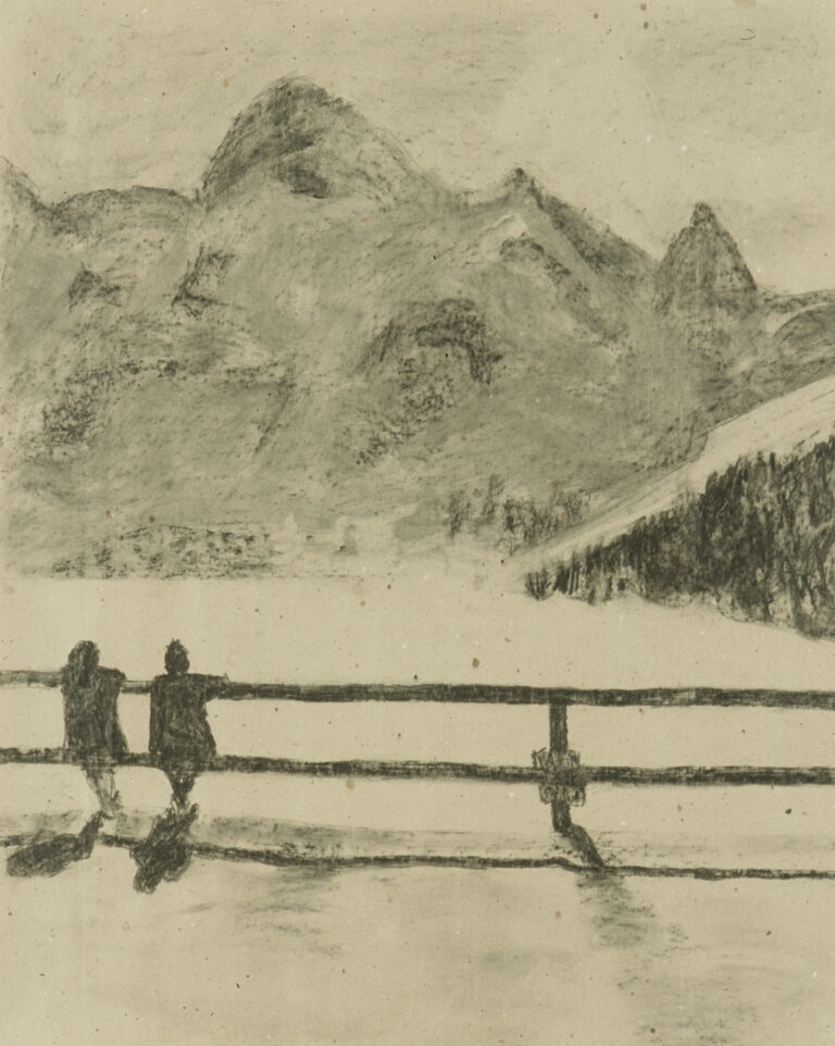 Claudia Liedtke, 1997, Couple at Morskie Oko, 80 x 50 cm, Charcoal on Paper, Berlin