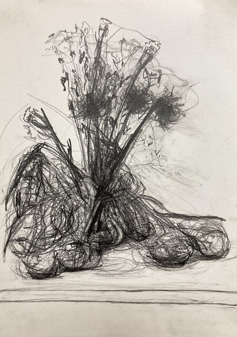 Claudia Liedtke, Birthday flowers 1, drawing, A2, 2025, Wien
