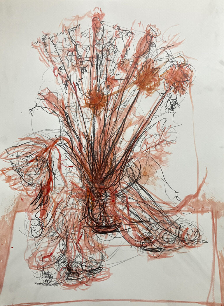 Claudia Liedtke, 2025, Birthday flowers 2, Ink and pencil, A2, Wien
