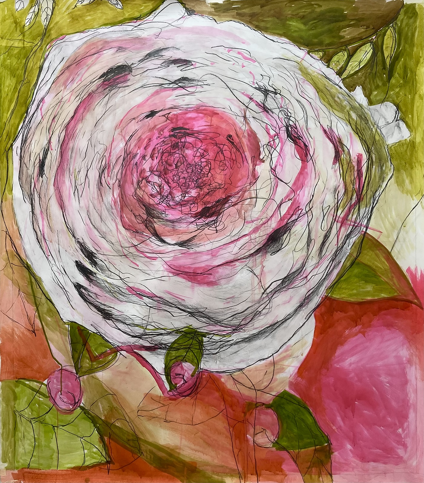 Claudia Liedtke, vulnerable, 2025, Wien, Watercolor, ink and pencil, 160x150 cm