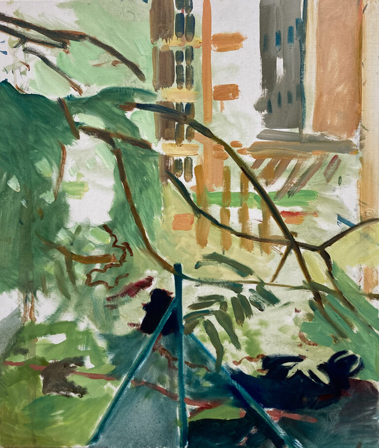 Claudia Liedtke, Yard tree 1, Oil on canvas, 90 x 80 cm Wien, 2025